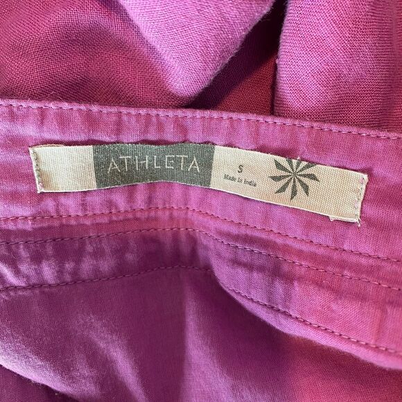 Athleta  Lanai  Linen V Neck Dress Purple Tunic Nature Beach Lagenlook Sz Small - Picture 5 of 9